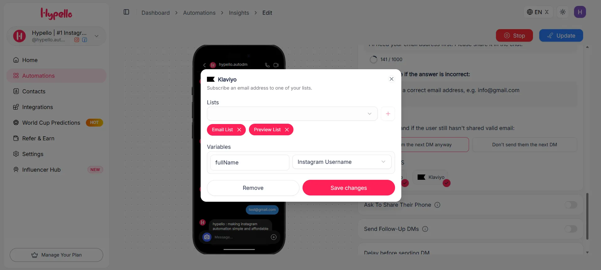How to Connect Instagram to Mailchimp and Klaviyo with Hypello